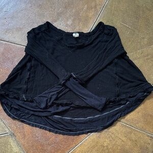 We The Free Black Long Sleeve Textured Top